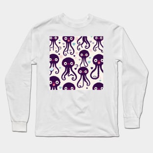 Purple Octopuses Forever and Hearts - Super Cute Colorful Cephalopod Pattern Long Sleeve T-Shirt